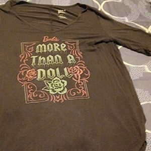 Barbie Black Tee with Pink and Green Floral Print